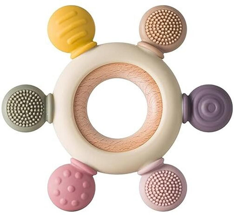 VARIYAENTERPRISE28 Premium Silicone Baby Teether Ring Teether(Multicolor)