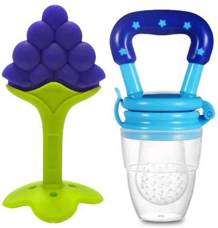 Roforuf Baby Fruit Feeder Nibbler & Soft Silicone Fruit Teething Toy Teether and Feeder(Blue)