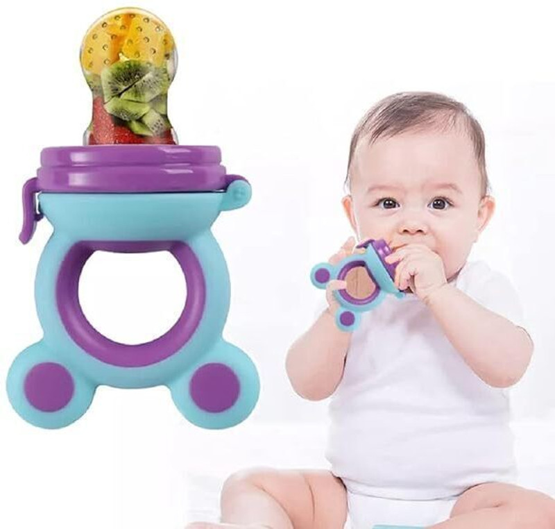 Smiley mia Baby Fresh Food & Fruit Feeder/Nibbler Pacifier Silicone | Extra Silicone Mesh Teether and Feeder(Pack of 1 Multicolor)