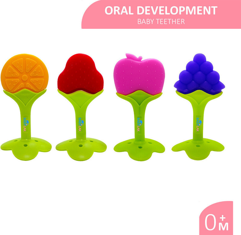 babylak Baby Teeth Toys Kids Fruit Food Nibbler Teether Food Grade Silicon Teether Toys Teether(Multicolor)