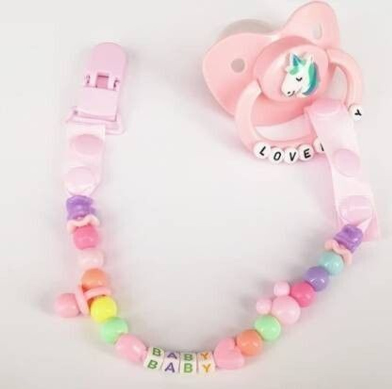 FLENGO Baby soother with chain 1Pcs Baby Pacifier Clips Children For Baby Present Baby Soother(Pink)