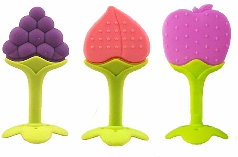 Bindian Non Toxic Toddler and Infant Baby Tooth Baby Toy Textured Silicone Teether(Multicolor)