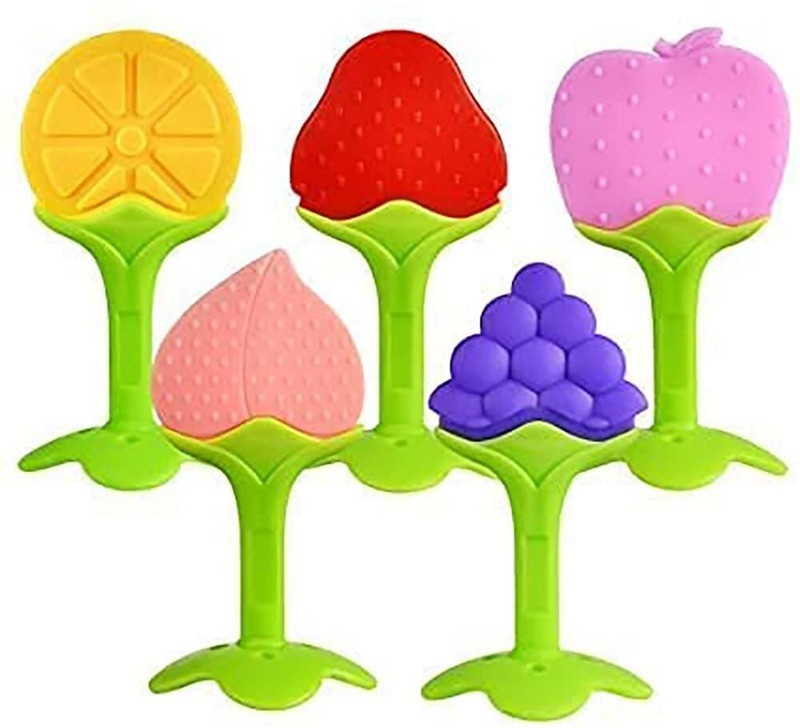 GHLARJAISA Baby Fruit Shape Silicone Teethers FDA-Approved Soft Silicone, BPA-Free Teether(Multicolor)