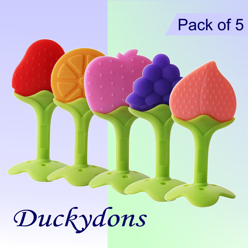 Duckydons Silicone Baby Teether Toy Soothe Babies Teething Relief Sore Gums |BPA Free Teether(Pack of 5)