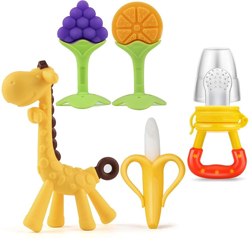 WAHHSON Baby Gum Massager Banana Teething Shaped Silicone Toothbrush for Newborn Kids Teether(Multicolor - Type 11)