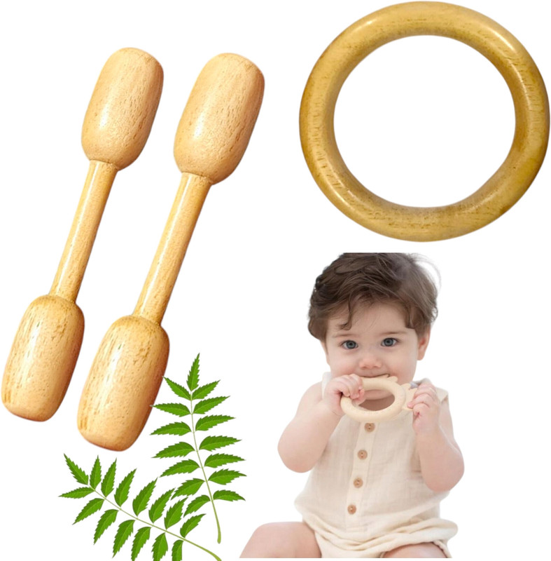 Shreeja Shilpcraft Wooden Teether newborn Teethers Chusni Soother Teething Ring baby Teething Toys Teether(Brown)
