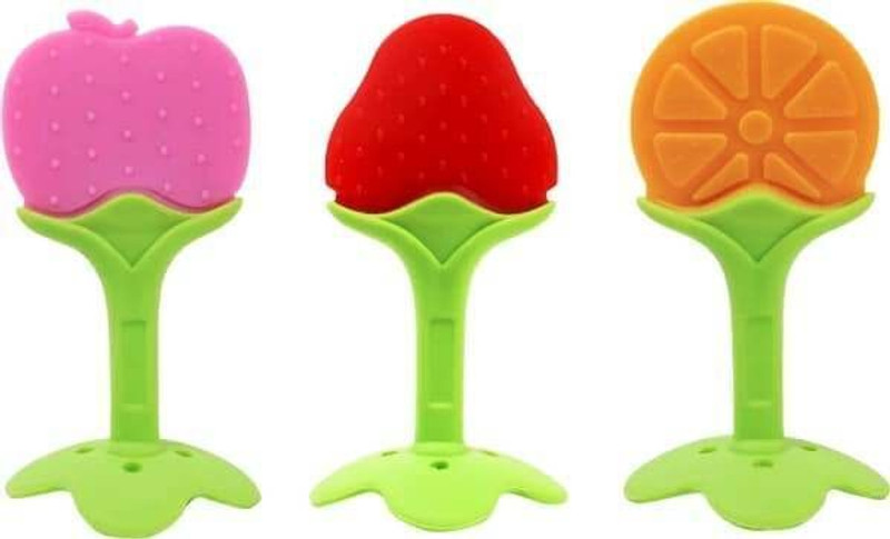 Roforuf Silicon Fruit Shape Baby Teether/Silicone Dental Care (pack of 3) Teether(Multicolor)