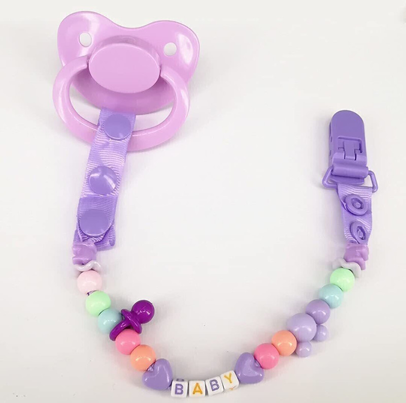 Lilz caress Baby soother with chain 1Pcs Baby Pacifier Clips Children For Baby - Pack of 1 - VN003 Soother(Pink)