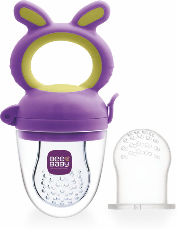 Beebaby Chewy Food & Fruit Silicone Nibbler with Extra Silicone Mesh. 3M+ Teether and Feeder(Violet)