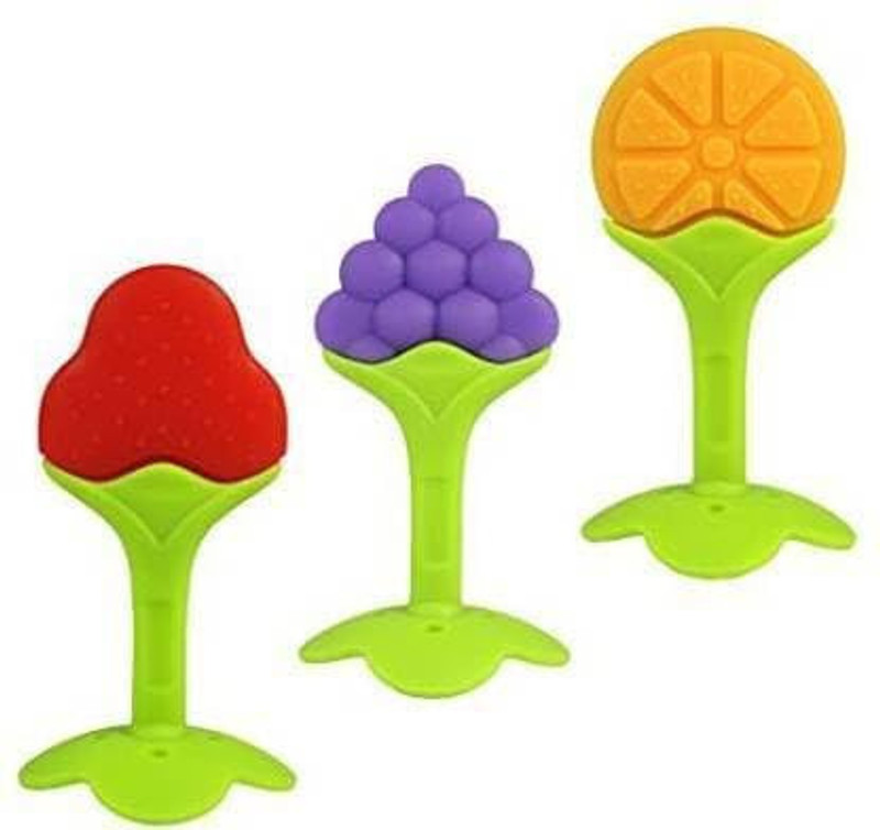 muphin trading company Baby Teething Teethers For Newborn Infant,Babies Shower Gift(Pack Of 3) Teether and Feeder(red yellow purple)
