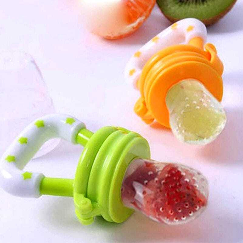 DYNOSTORE Feeder Kids Fruit Feeder Nipples Feeding Safe Baby Supplies Feeder(Orange, Green)
