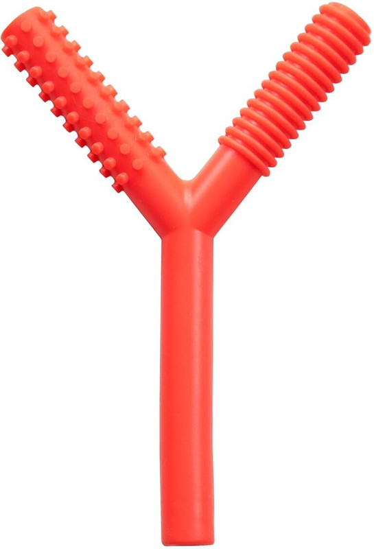 abley's Red Y-Shaped Sensory Chew Tube - Textured Oral Motor Aid Teether(Red)