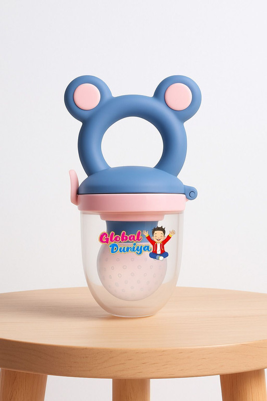 global duniya New Baby Fruit Feeder Nibbler Safe Silicone Nipple Stylish Design And Baby Brush Teether and Feeder(PINK+BLUE)