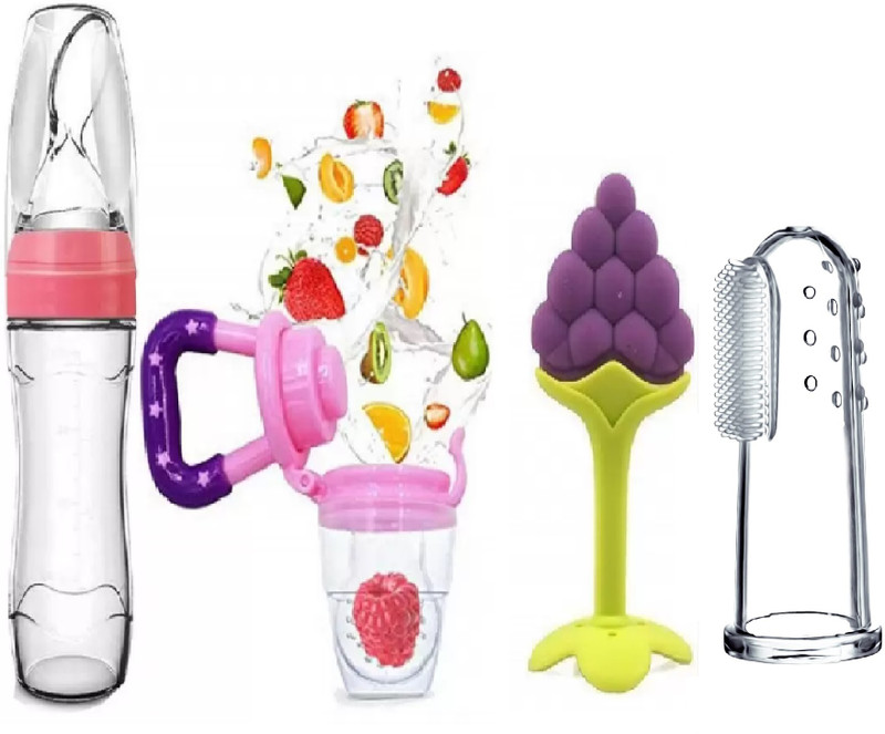 Vadhavan BPA Free Veggie Fruit Feed Nibbler Juicer, Baby Food Dispensing Spoon Bottle Teether(Multicolor)