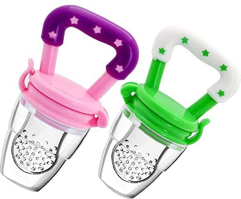 Stakipo Food/Fruit Nibbler with Extra Mesh, Soft Pacifier/Feeder, Teether For Baby Feeder(Pink, Green)