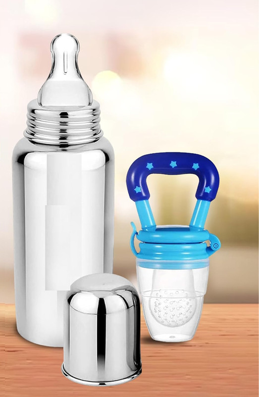 XIIAA BABY STEEL BOTTLE WITH 1FRUIT FEEDER[PACK OF-2] Teether and Feeder(Multicolor)