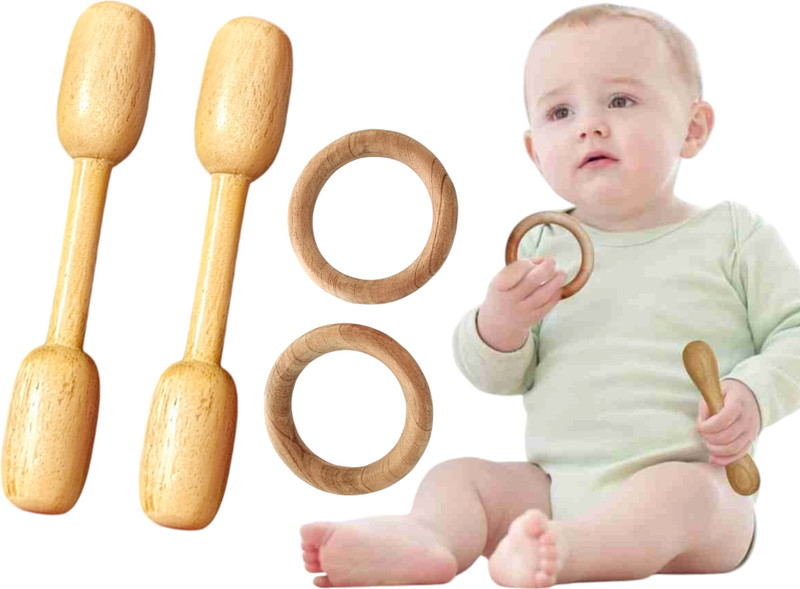 Shreeja Shilpcraft Neem Wood Teething Ring – Non-Toxic & Chemical-Free Comfort Feeder(Brown)