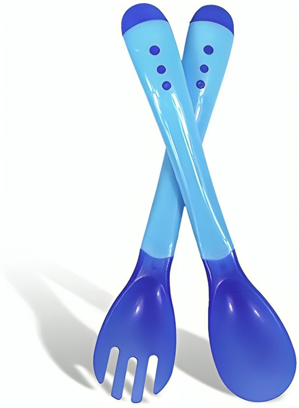 Profecto Baby Silicone Color Changing Spoon & Fork Set| Temperature Sensing Spoon & Fork Teether and Feeder(Multicolor)
