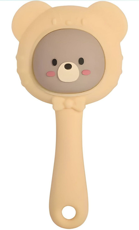 Magic Pebbles Silicone Rattle BPA-Free for Easy Teething Jhunjuna 3 to 24 Months Teether(Peach)