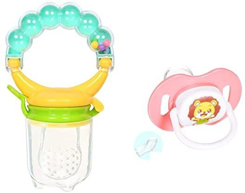 CARECHIMP Combo of Fruit Nibbler & Soother New Baby Food Pacifier Baby Nipple Pack of 2 Teether and Feeder(Multicolor)