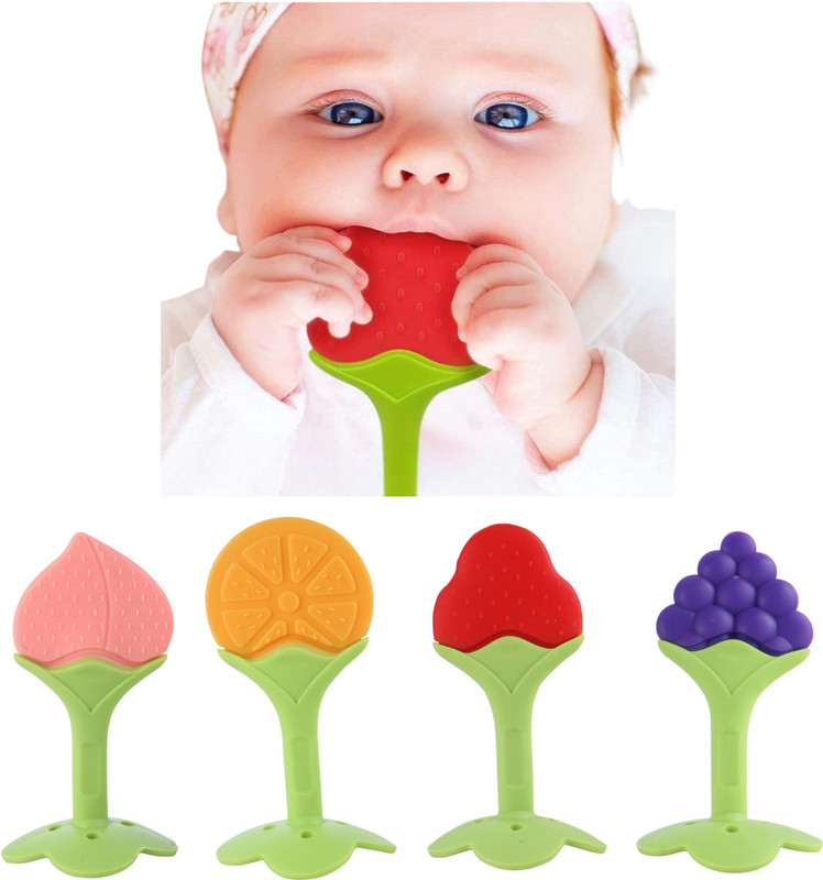 Bubblino Silicone Baby Teethers (4-Pack) – Safe for Chewing and Designed for Tender Gum Teether(Multicolor)