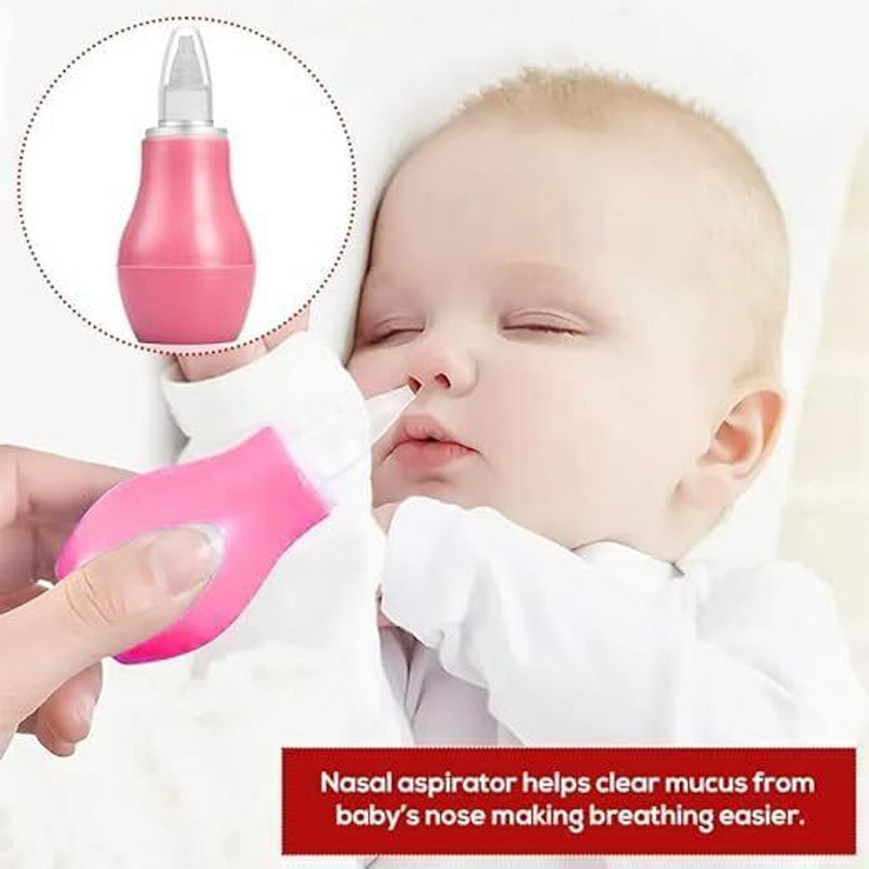 hii mom Baby Fingure and Nose Cleaner Nasal Aspirator for Babies Teether and Feeder(Pink, Blue)
