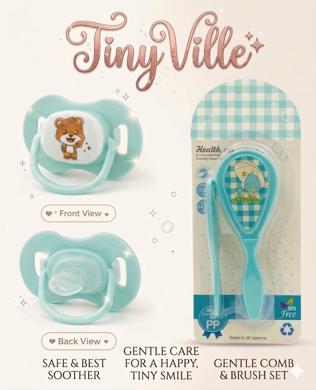 TinyVille Baby comfy Soother nd Hot hair brush set Soother(Multicolor)