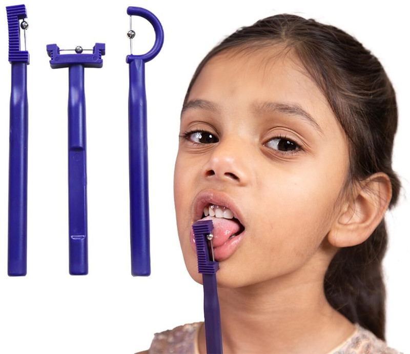 abley's 3-Piece Tongue Training Kit - Purple Oral Speech Exerciser Teether(Blue)