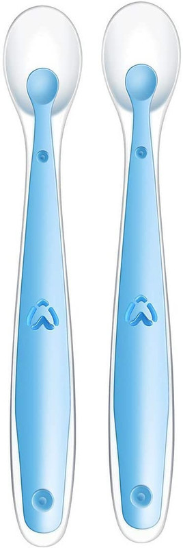 muphin trading company Soft Silicone Tip Spoons [pack of-2] Teether and Feeder(Blue)