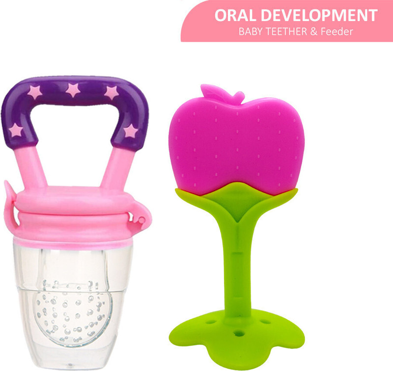 babylak Nibbler Soother For Baby Teether Silicon Toys Fruit Teether for kids (2 Set) Teether(Pink)