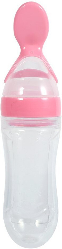 BADAL KIDZ Baby Silicone Feeding Bottle|Food Dispensing Spoon For Semi-Solid Food & Cereals Feeder(Pink)