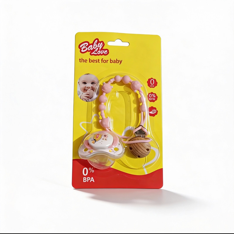Bachpan Nipple Baby Pacifier Soother | Premium Pacifier with Chain & Silicone Teether Soother(Pink)