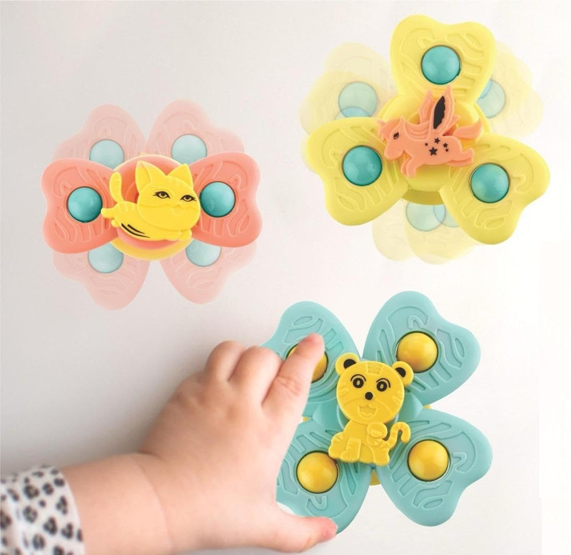 Learn With Fun Silicone Baby Teether Spinner | Wall & Table Suction Toy for Infants Teether(Multicolor)