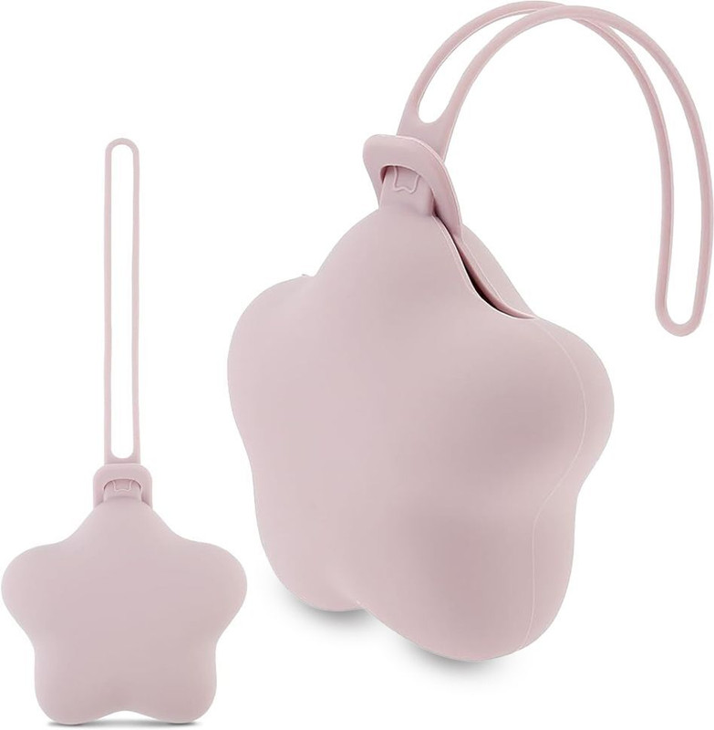SUPVOX Silicone Pacifier Holder Cute Pink Star Case with Strap for Stroller Crib Soother(Peppy Pink)