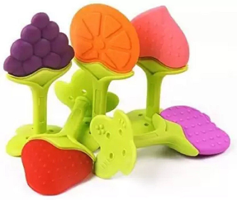 NXGTYA Fruit Shape Silicone Teethers Soft Stick Chews Nibbler for Baby Dental Care Teether(Yellow Blue)