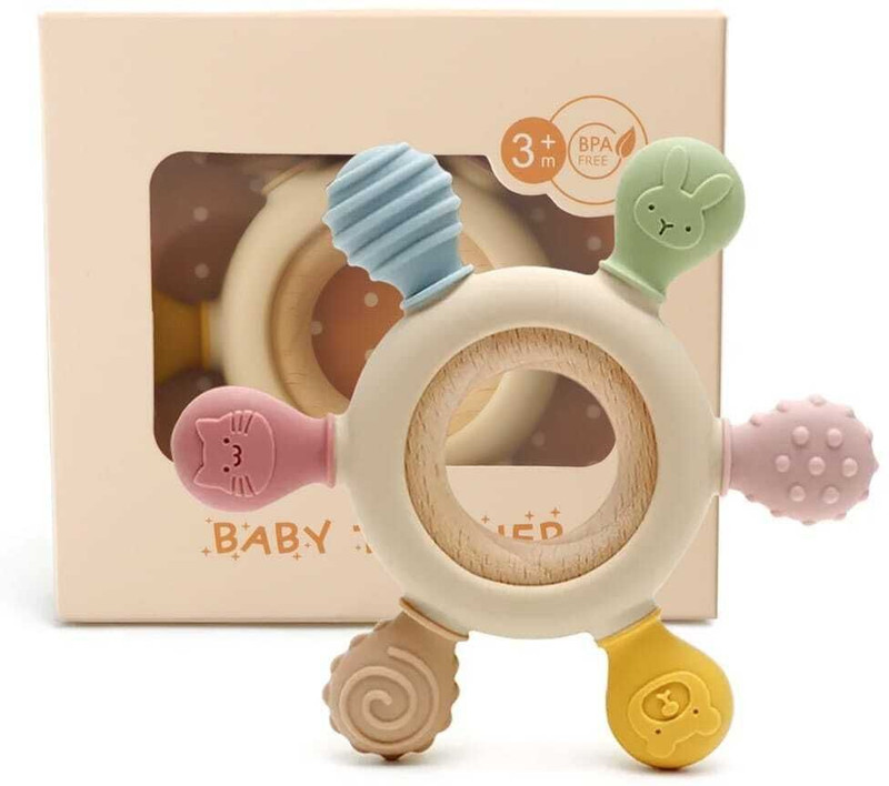 Bindian Baby Teething Toy-01 Teether and Feeder(Multicolor)