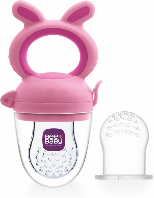 Beebaby Chewy Food & Fruit Silicone Nibbler with Extra Silicone Mesh. 3M+ (Pink) Teether and Feeder(Pink)