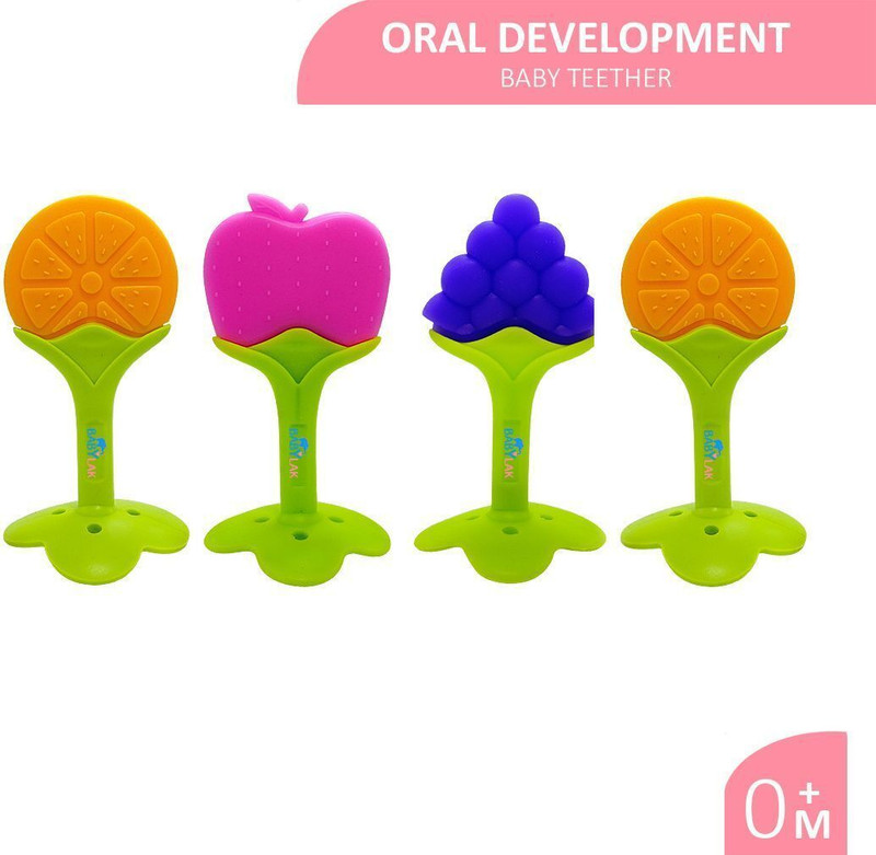 babylak Baby Teether Silicon Toys Fruit Shape Teethers for kids BPA Free, Hygienic Teether(Multicolor)