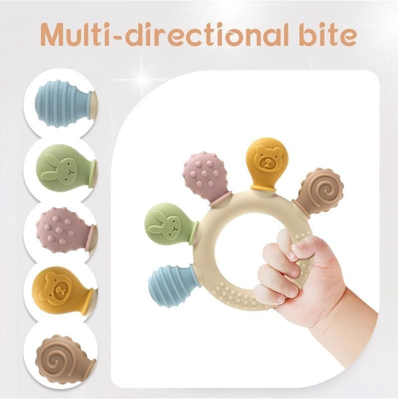 ZORIADA Silicone Teether for Baby Multi-Coloured Textured Sensory Toy 6-12 Months Soft Teether(Multicolor)