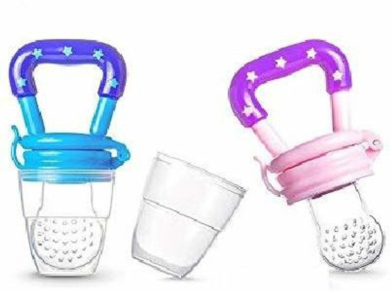 Amazz kido Baby Fruit Nibbler and Feeder Pacifier / Baby Fruit Nipple Pack of 2 (Blue&Pink) Feeder(Pink, Blue)