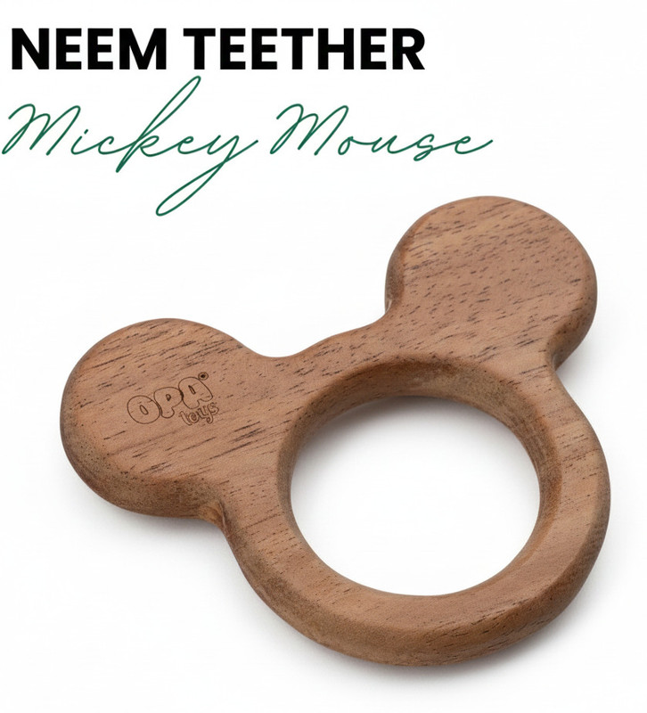 opatoys Wooden Micky Mouse Neem Teether(Wooden color)