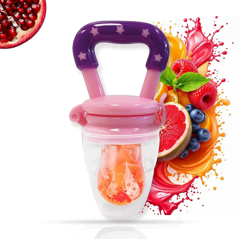 Tharagai Baby Fruit Feeder Pacifier with Handle  - SILICONE(Pink)