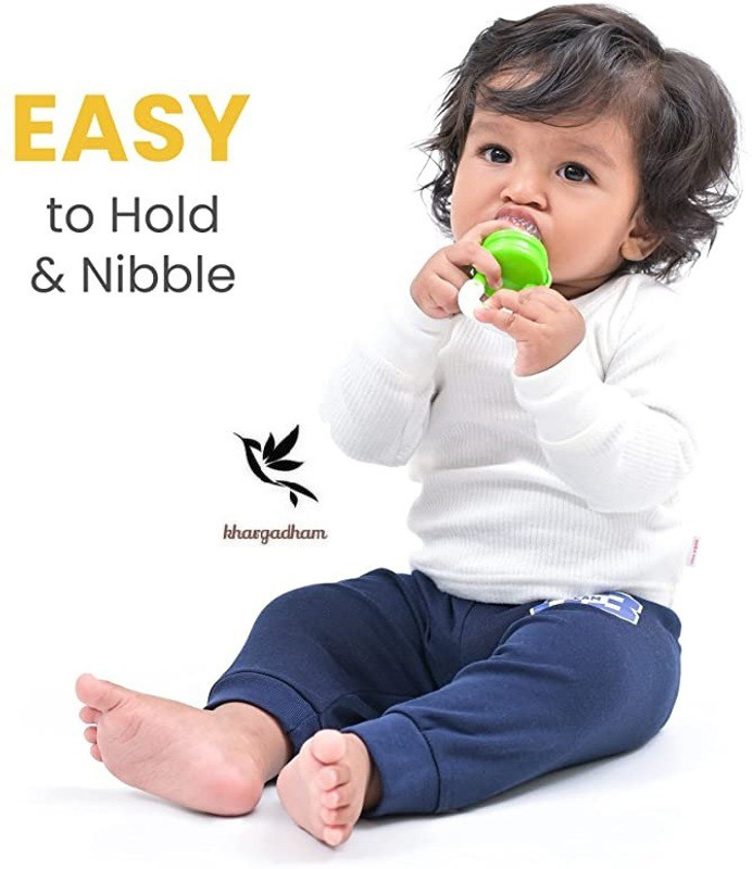 KHRGADHAM Pack of 1,Veggie Feed Nibbler, Fruit Nibbler, Soft Pacifier/Feeder for Baby Soother(GRREN)