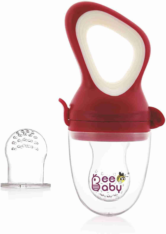 Beebaby Fresh Silicone Food Nibbler with Extra Mesh, Fruit pacifier or Nipple for Baby Teether and Feeder(Maroon)