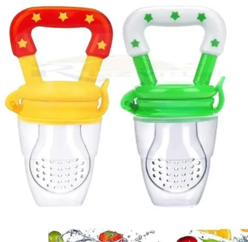 Rshopway Silicone Combo 2 PCS Baby Infant Fruit/Food Feeder, Pacifier, Nibbler, Nipple Feeder(Yellow, Green)
