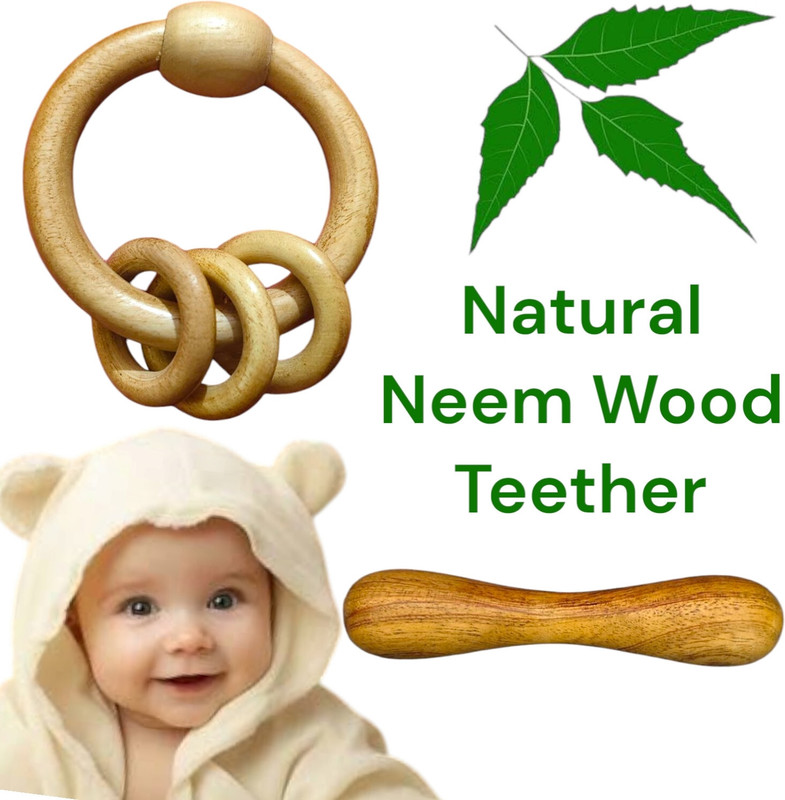 Shreeja Shilpcraft Natural Pure Neem Wood Rattles for Baby Rattle(Brown)
