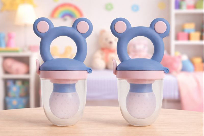Magic Pebbles Gum Soothing Silicone Food Feeder for Babies | BPA-Free Fruit Nibbler(Pack of 2) Feeder(Multicolor)