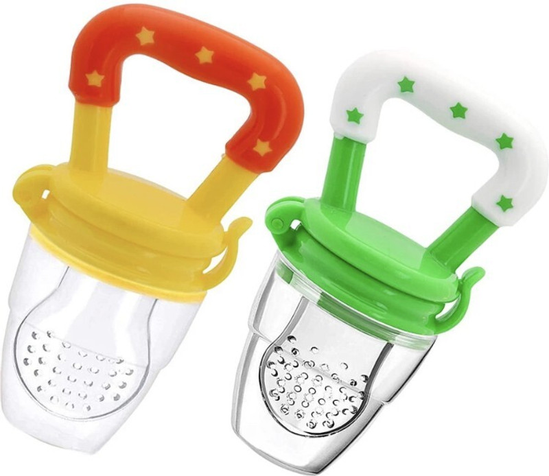 Wuxxa Baby Pacifier Food Feeder Silicone Fresh Fruit Milk Nibbler Feeding Safe Kids Soother(Yellow, Green)