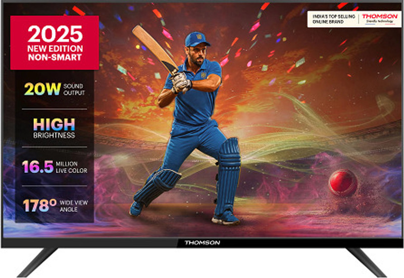 Thomson 60 cm (24 inch) HD Ready LED TV with 20W Sound Output | 2 Speakers | Wide View Angle| Vivid Color | Bezel Design | Sports Mode(24TM2490-25)