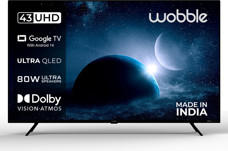 Wobble X Series 108 cm (43 inch) QLED Ultra HD (4K) Smart Google TV with MEMC Dolby Vision| 80W Dolby Atmos |ALLM 120Hz VRR(WB43QDXGU2875T24)